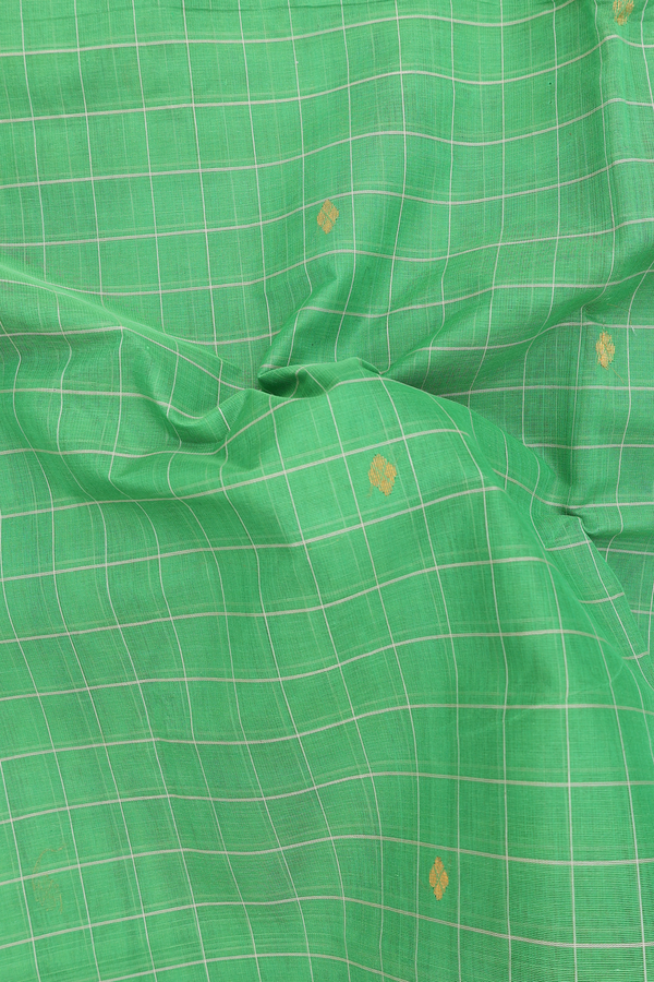 Venkatagiri Cotton Saree In Green With Checks Design
