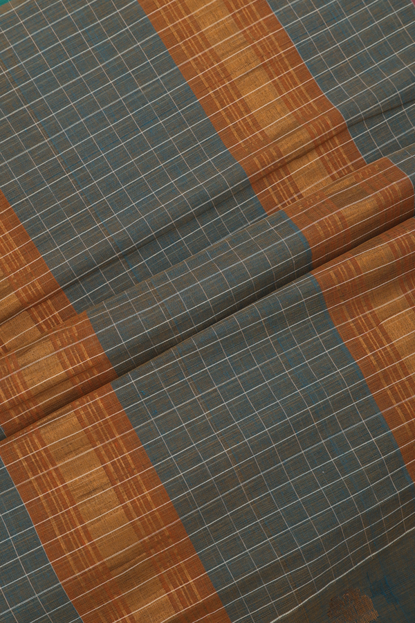 Venkatagiri Cotton Saree In Green With Checks Design