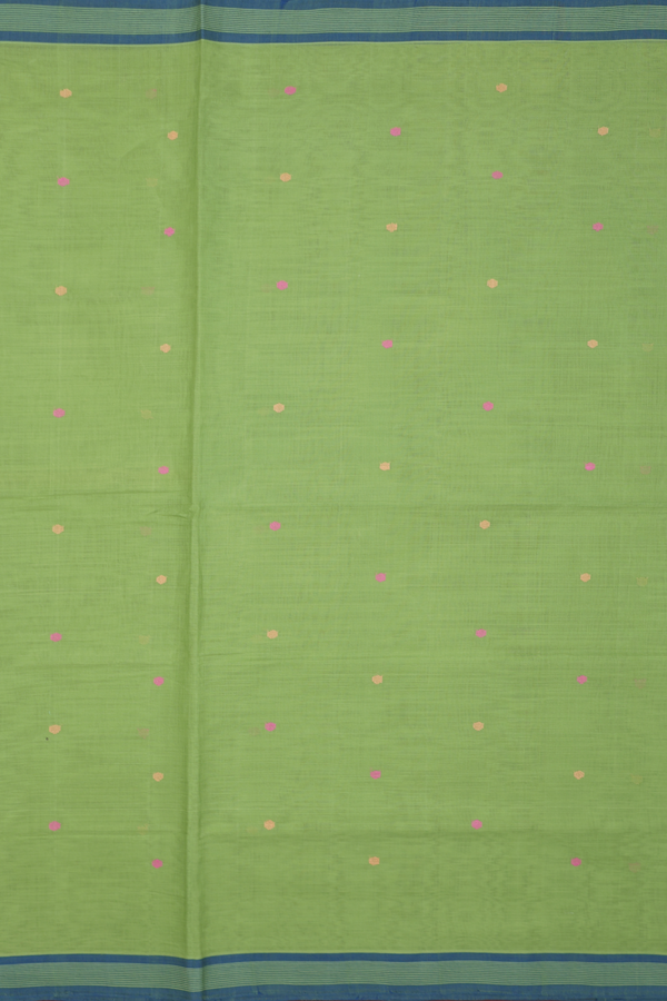 Venkatagiri Cotton Saree In Green With Threadwork Buttas