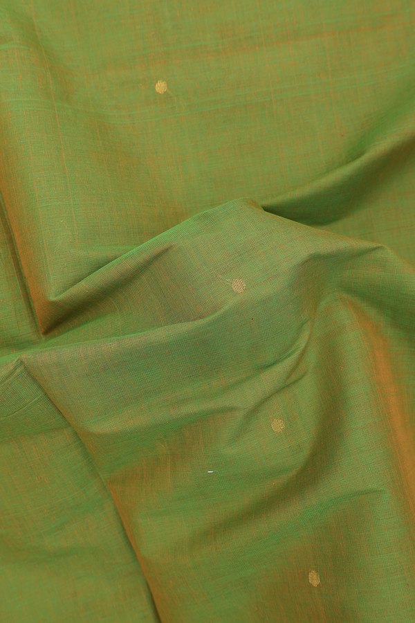 Venkatagiri Cotton Saree In Green With Zari Buttas