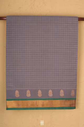 Venkatagiri Cotton Saree In Grey With Checks Design