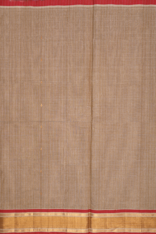 Venkatagiri Cotton Saree In Khaki With Checks Design