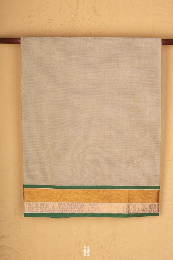 Venkatagiri Cotton Saree In Khaki With Zari Border