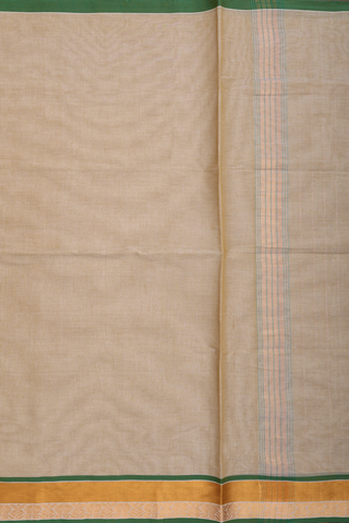 Venkatagiri Cotton Saree In Khaki With Zari Border