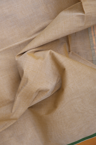 Venkatagiri Cotton Saree In Khaki With Zari Border