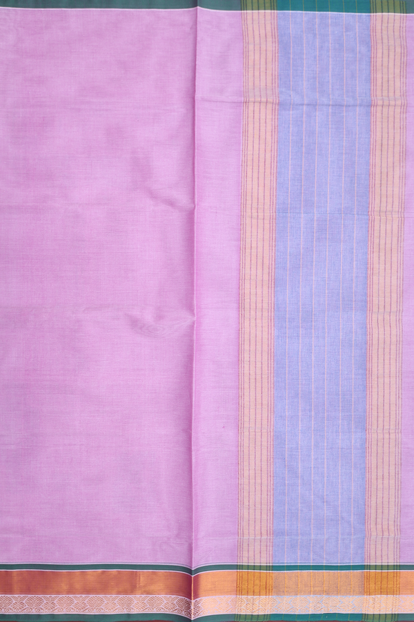 Venkatagiri Cotton Saree In Lilac With Contrast Border