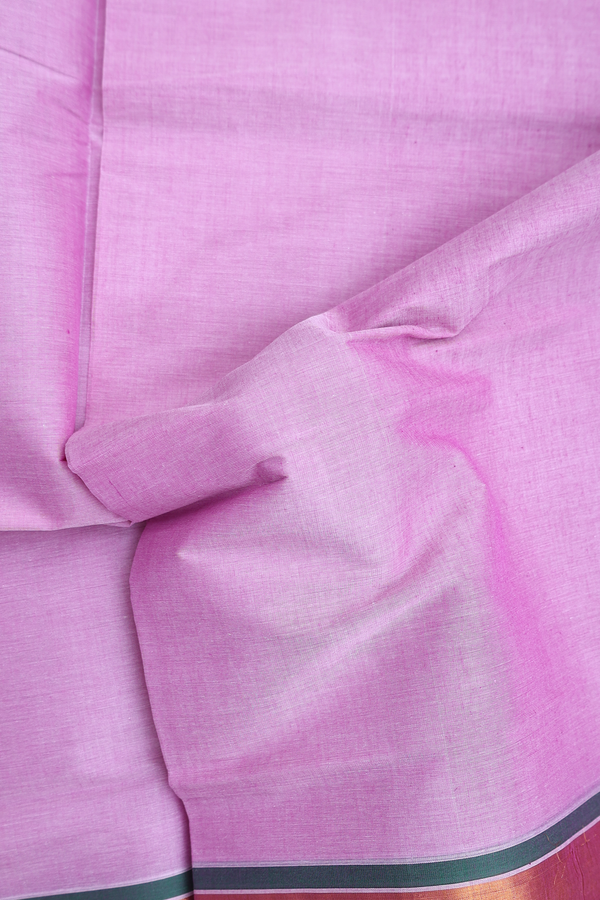 Venkatagiri Cotton Saree In Lilac With Contrast Border