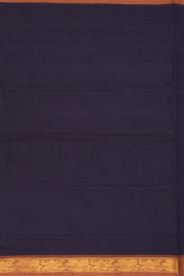 Venkatagiri Cotton Saree In Navy Blue With Floral Border