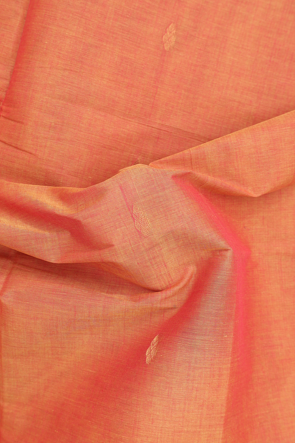 Venkatagiri Cotton Saree In Orange With Zari Buttas