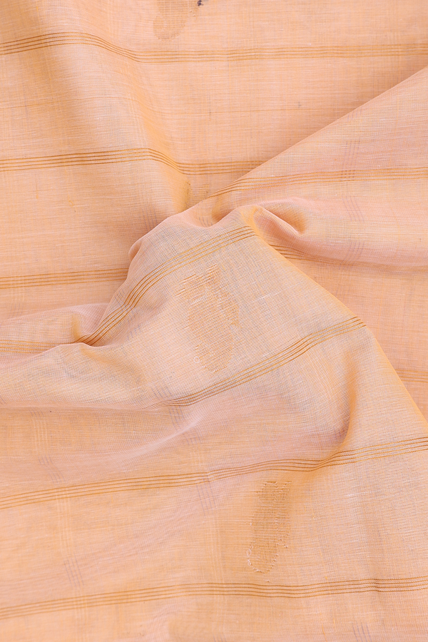 Venkatagiri Cotton Saree In Orange With Checks Design