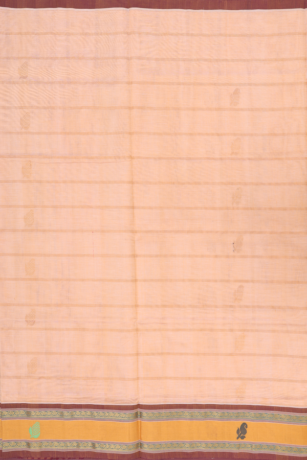 Venkatagiri Cotton Saree In Orange With Checks Design