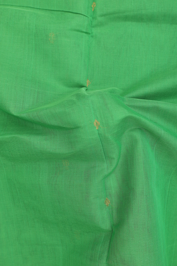 Venkatagiri Cotton Saree In Green With Zari Buttas