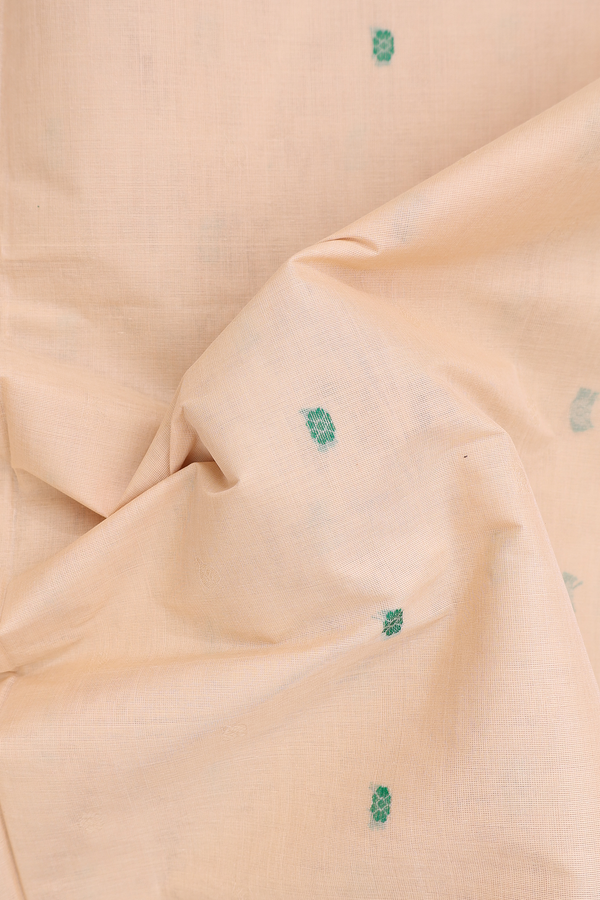 Venkatagiri Cotton Saree In Tan Brown With Threadwork Buttas