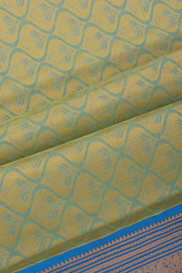 Venkatagiri Cotton Saree In Parrot Green With Thilagam Buttas
