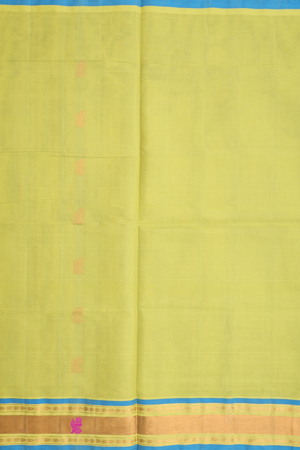 Venkatagiri Cotton Saree In Pear Green With Zari Buttas
