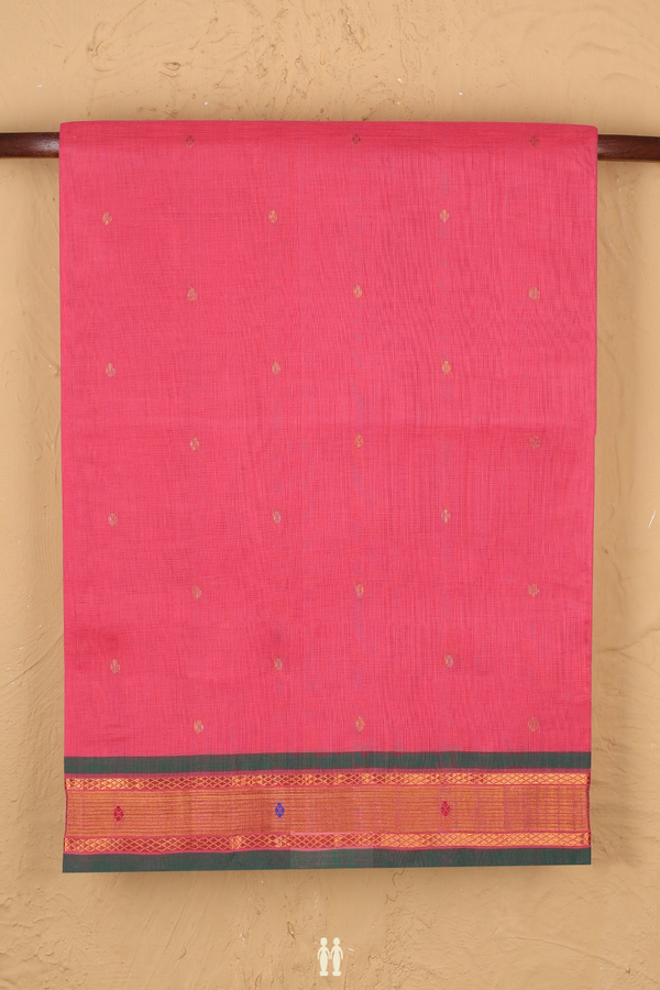 Venkatagiri Cotton Saree In Pink With Floral Buttas