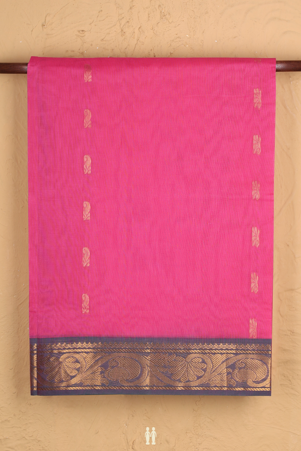 Venkatagiri Cotton Saree In Pink With Floral Buttas