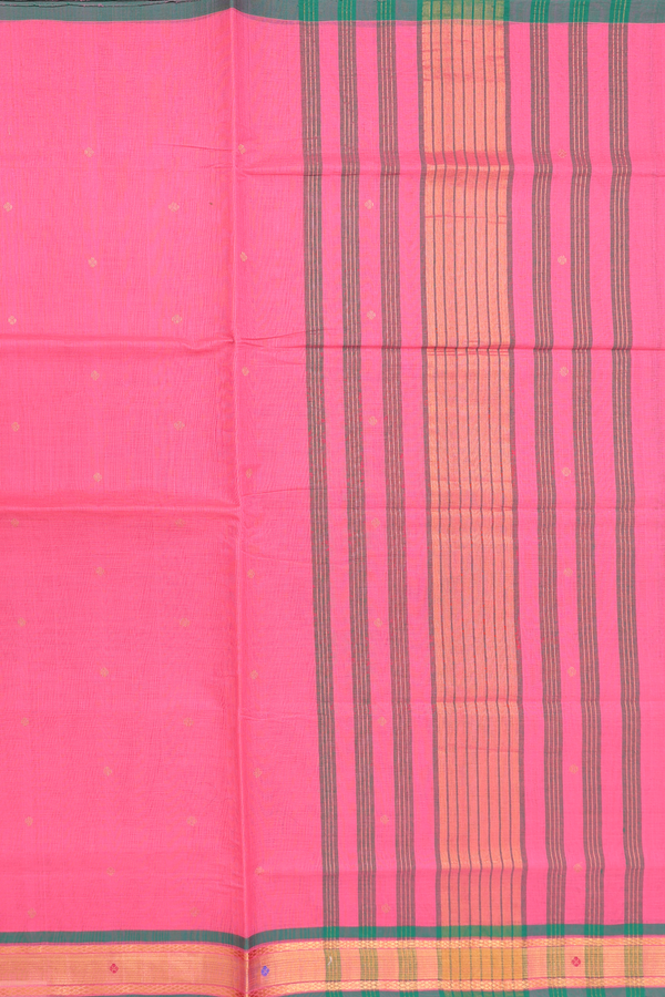 Venkatagiri Cotton Saree In Pink With Floral Buttas