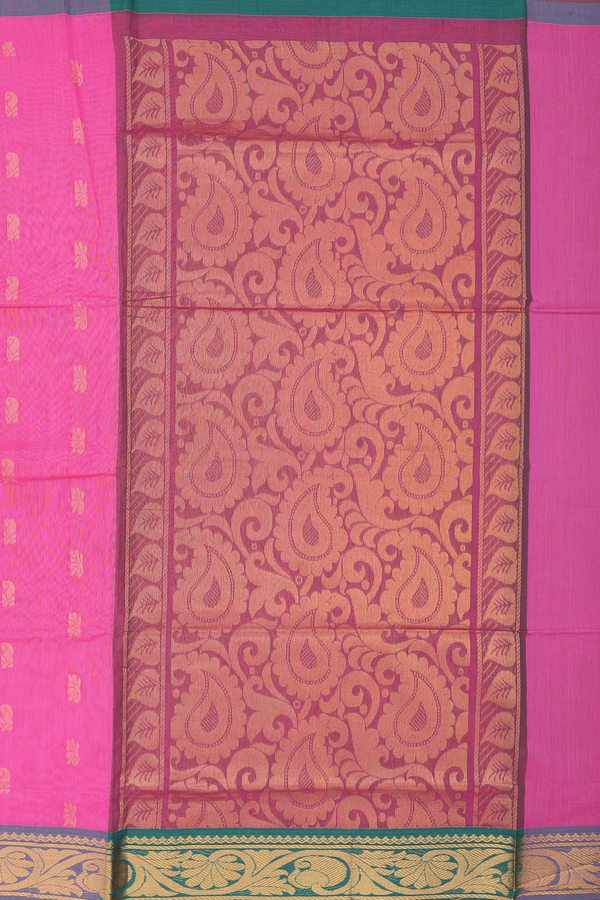 Venkatagiri Cotton Saree In Pink With Floral Buttas