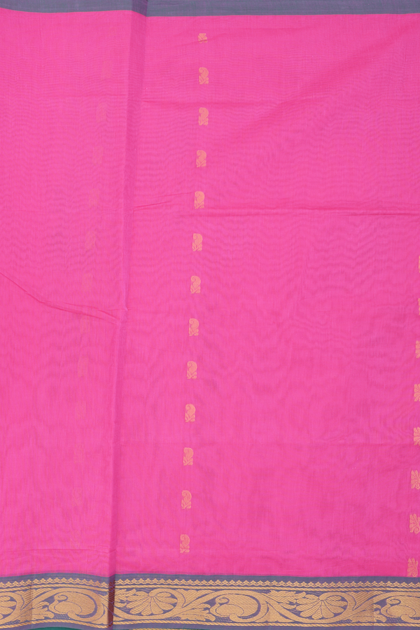 Venkatagiri Cotton Saree In Pink With Floral Buttas