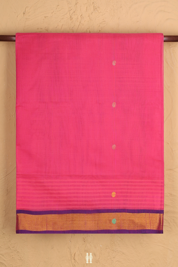 Venkatagiri Cotton Saree In Pink With Paisley Buttas