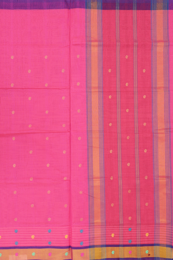 Venkatagiri Cotton Saree In Pink With Paisley Buttas