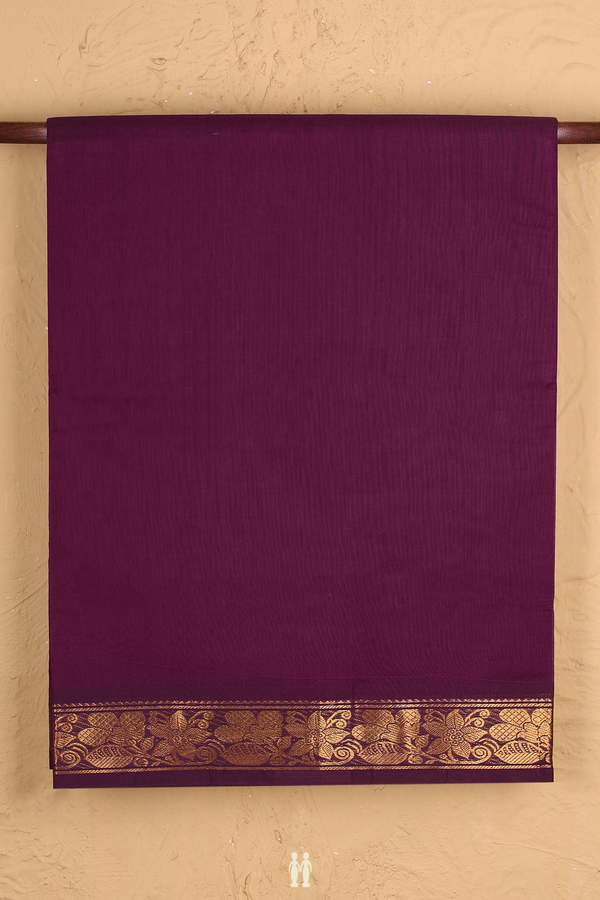Venkatagiri Cotton Saree In Plum Purple With Floral Border