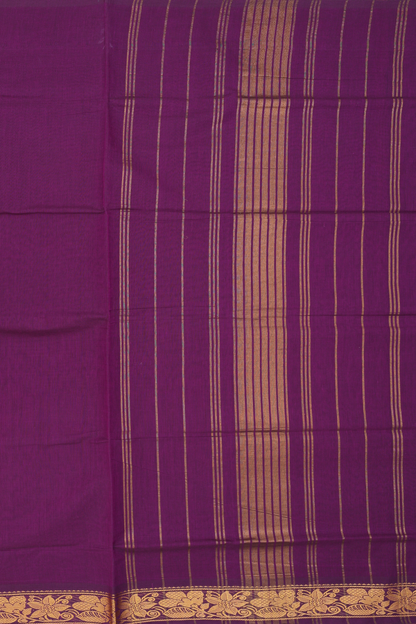 Venkatagiri Cotton Saree In Plum Purple With Floral Border