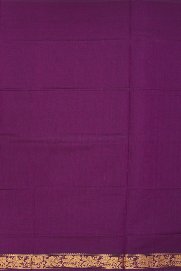 Venkatagiri Cotton Saree In Plum Purple With Floral Border