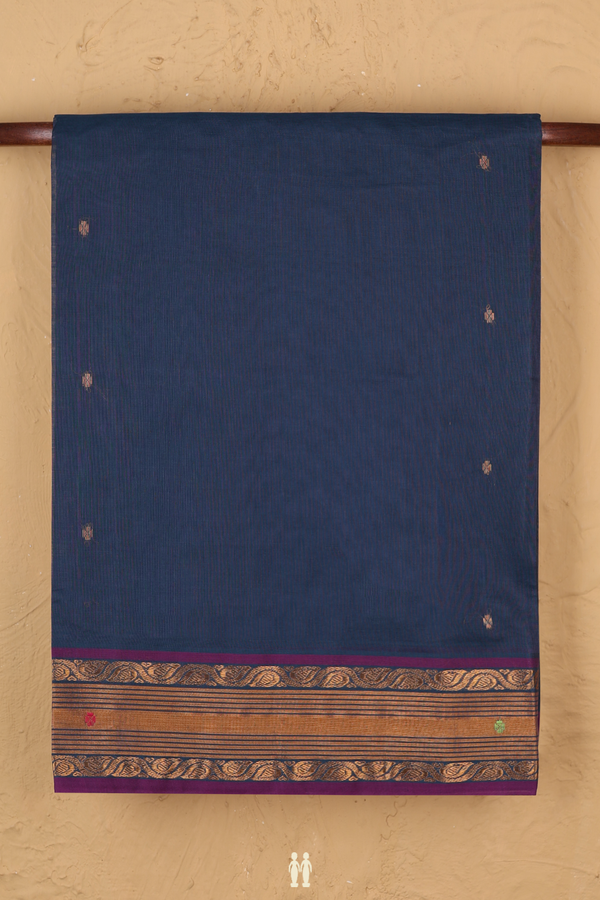 Venkatagiri Cotton Saree In Blue With Floral Buttas