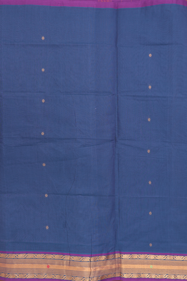 Venkatagiri Cotton Saree In Blue With Floral Buttas