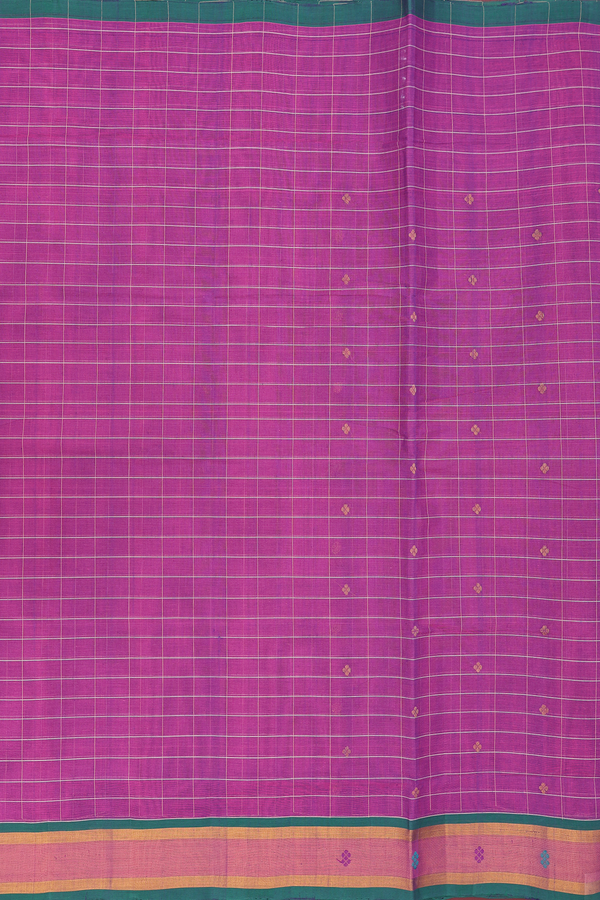 Venkatagiri Cotton Saree In Purple With Checks Design