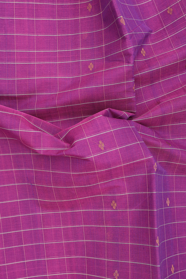 Venkatagiri Cotton Saree In Purple With Checks Design