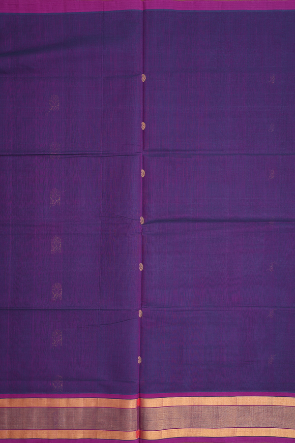 Venkatagiri Cotton Saree In Purple With Floral Paisley Buttas