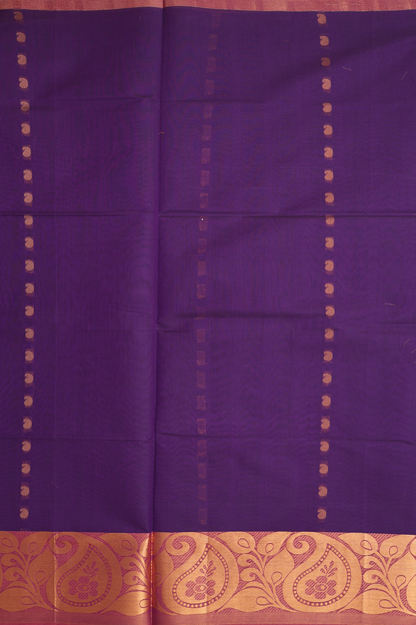 Venkatagiri Cotton Saree In Purple With Paisley Buttas