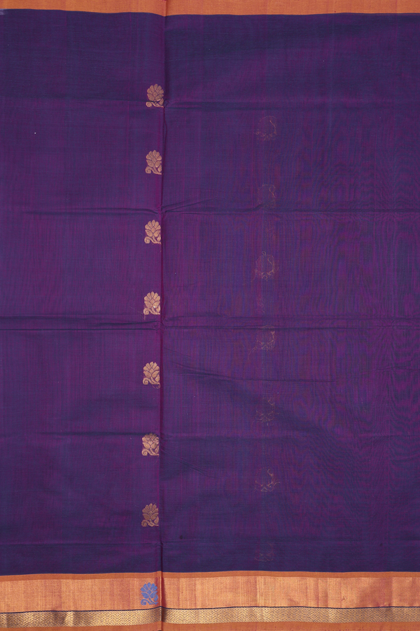 Venkatagiri Cotton Saree In Purple With Paisley Buttas