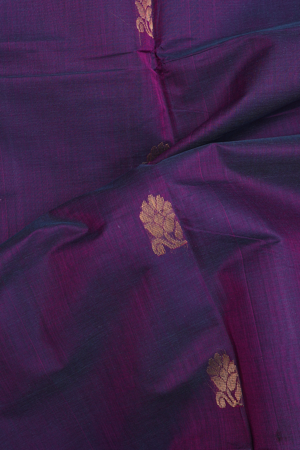 Venkatagiri Cotton Saree In Purple With Paisley Buttas