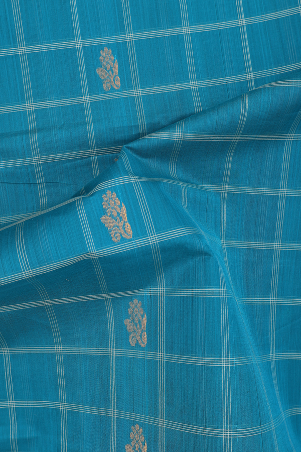 Venkatagiri Cotton Saree In Ramar Green With Checks Design