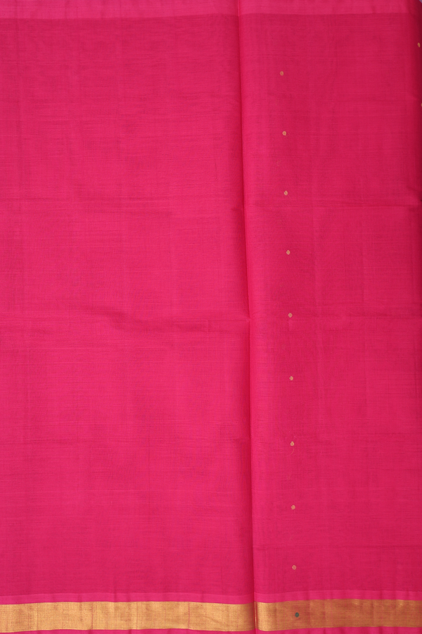 Venkatagiri Cotton Saree In Rani Pink With Polka Zari Buttis
