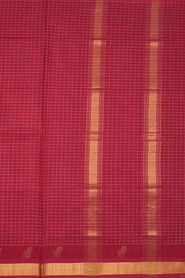 Venkatagiri Cotton Saree In Red With Checks Design