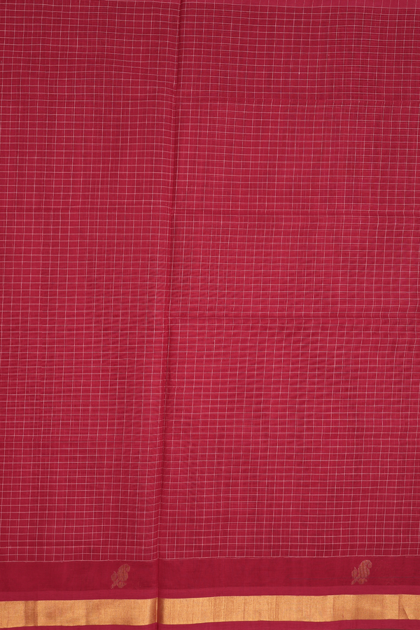 Venkatagiri Cotton Saree In Red With Checks Design