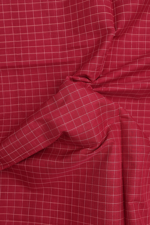 Venkatagiri Cotton Saree In Red With Checks Design