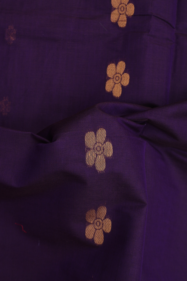 Venkatagiri Cotton Saree In Regal Purple With Floral Buttas