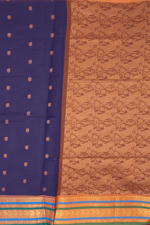 Venkatagiri Cotton Saree In Regal Purple With Paisley Buttas