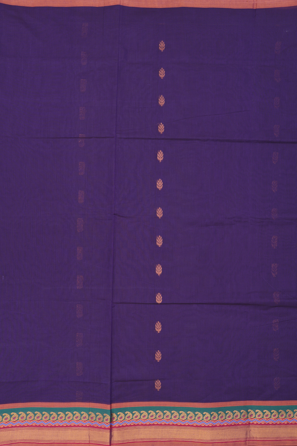 Venkatagiri Cotton Saree In Regal Purple With Paisley Buttas