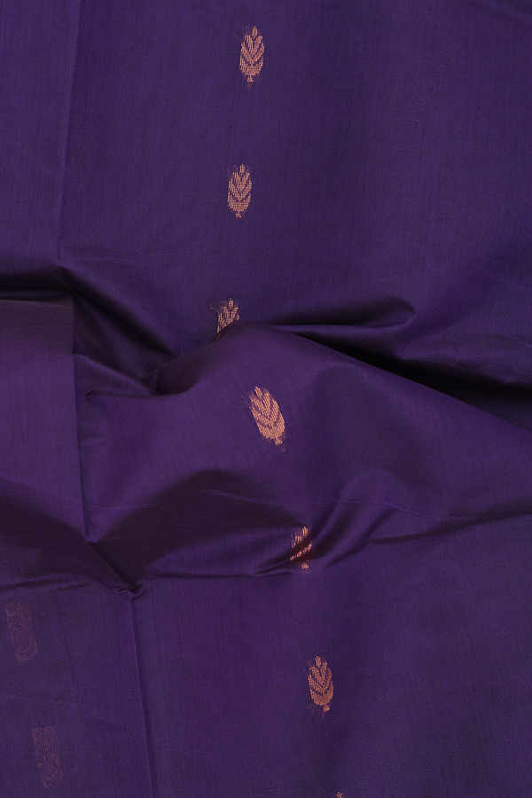 Venkatagiri Cotton Saree In Regal Purple With Paisley Buttas