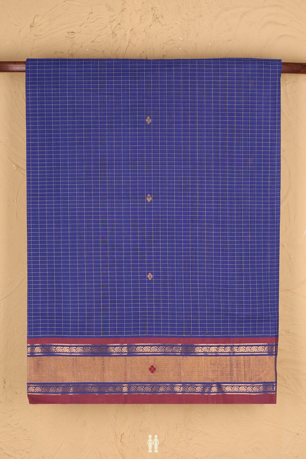 Venkatagiri Cotton Saree In Royal Blue With Checks Design