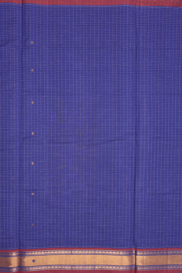 Venkatagiri Cotton Saree In Royal Blue With Checks Design