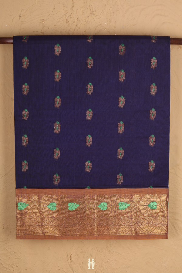 Venkatagiri Cotton Saree In Royal Blue With Zari Buttas