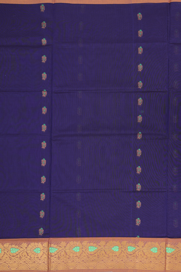 Venkatagiri Cotton Saree In Royal Blue With Zari Buttas